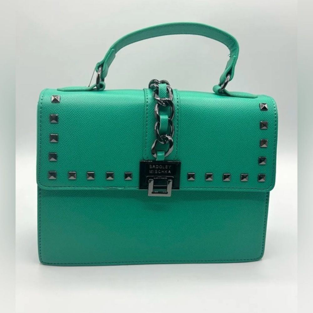 Badgley Mischka Green Studded Handbag